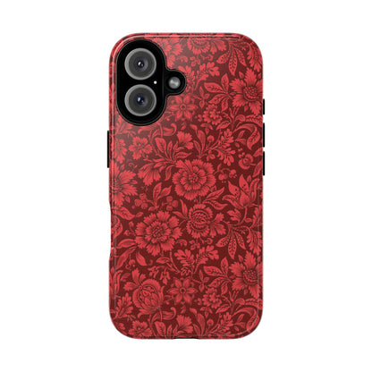 Vintage Crimson Floral Botanical iPhone Case