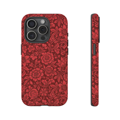 Vintage Crimson Floral Botanical iPhone Case