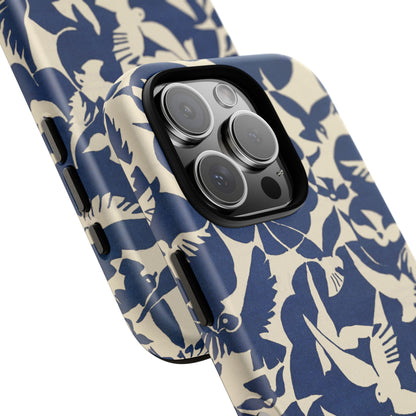 Blue Sky Birds Flying Retro iPhone Case