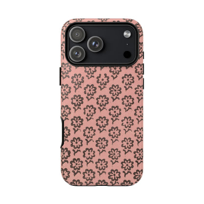 Dutch Pink & Brown Scattered Pattern Floral iPhone Case