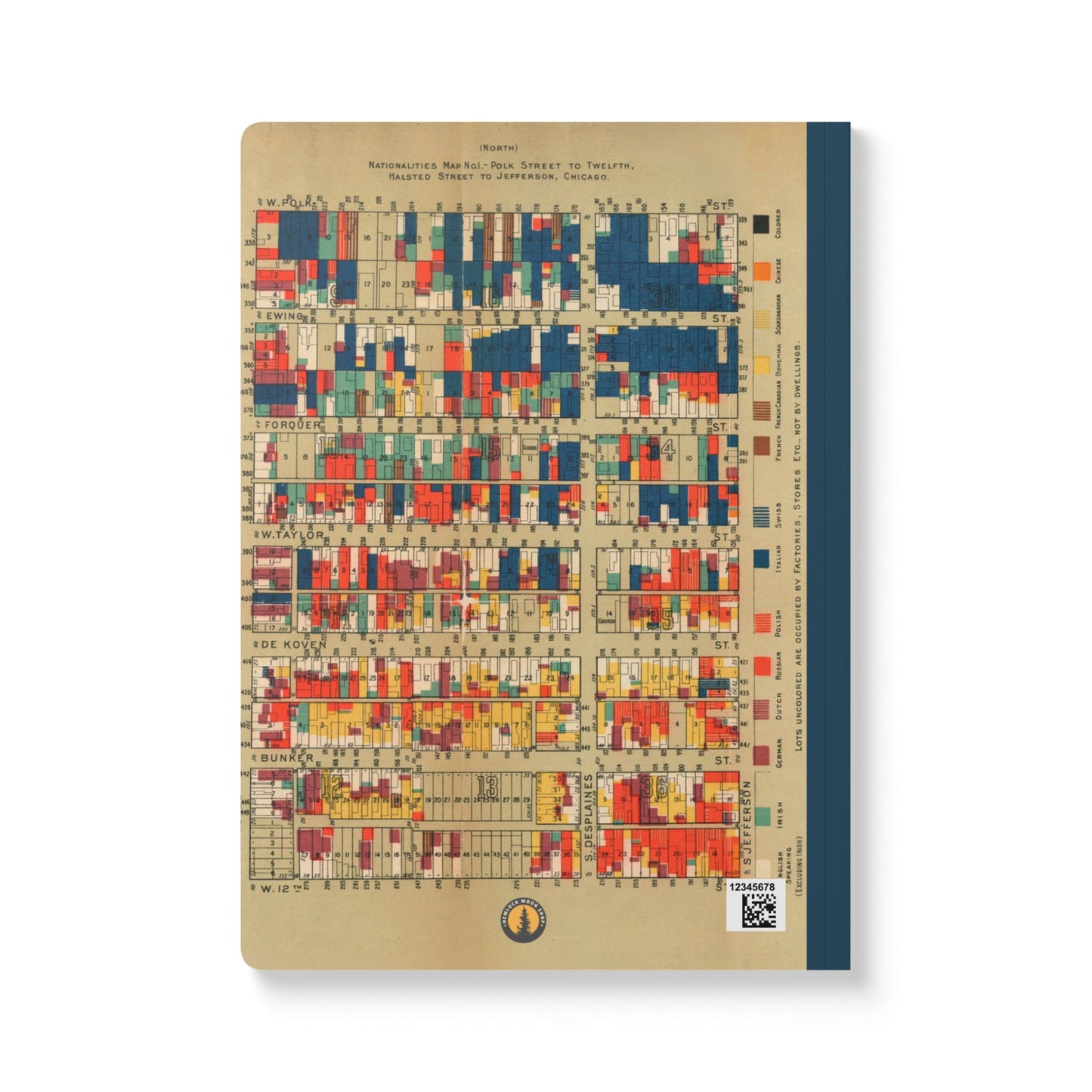Chicago Nationalities Vintage Map | Softcover Notebook with Inside Maps