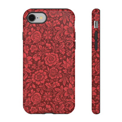 Vintage Crimson Floral Botanical iPhone Case