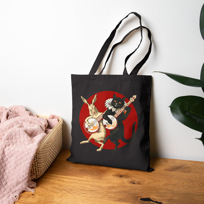 Black Cat & White Rabbit | Dueling Banjos Tote Bag