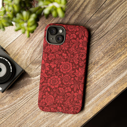 Vintage Crimson Floral Botanical iPhone Case