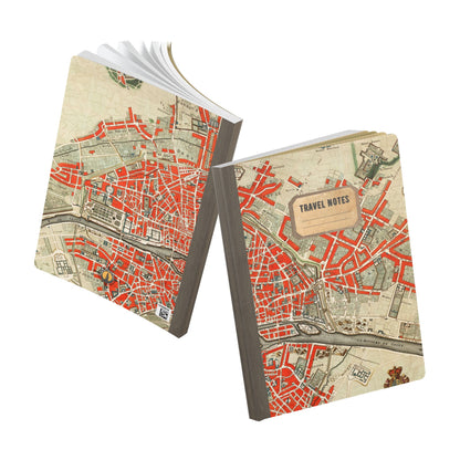 Paris Vintage Map  | Softcover Travel Journal with Inside Illustrations