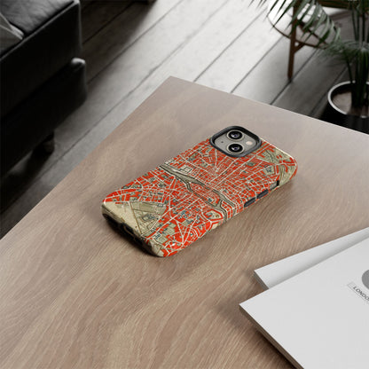 Retro Red Paris Map iPhone Case