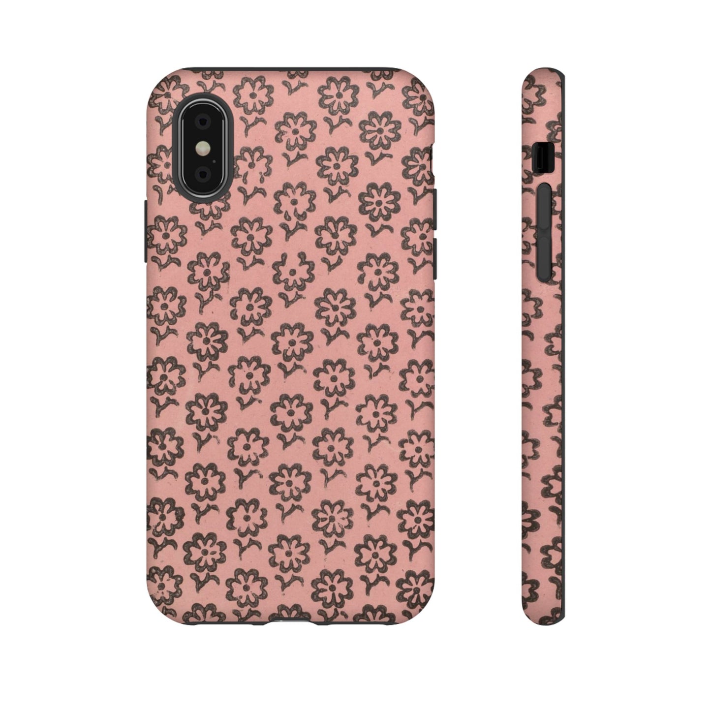 Dutch Pink & Brown Scattered Pattern Floral iPhone Case