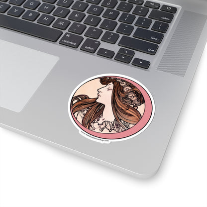 Pink Moon Art Nouveau Sticker (4 sizes)