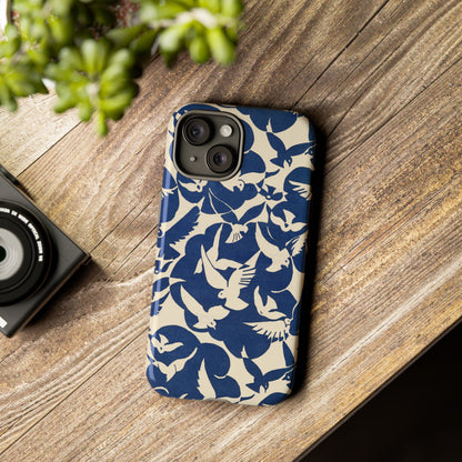 Blue Sky Birds Flying Retro iPhone Case