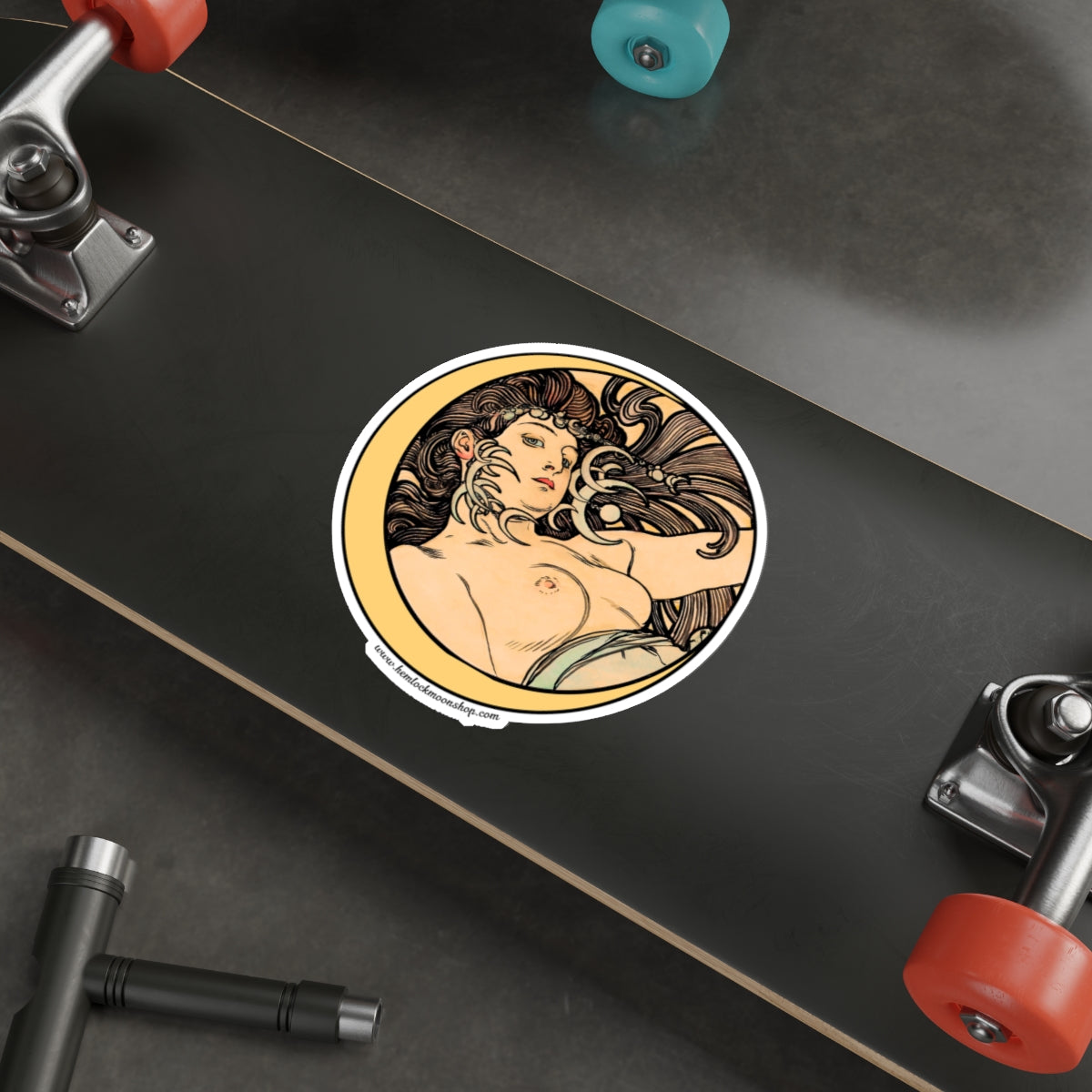 Witch Moon Art Nouveau Sticker :: Alphonse Mucha :: All-Weather, Water-Resistant Vinyl (5 sizes)
