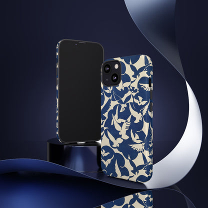 Blue Sky Birds Flying Retro iPhone Case