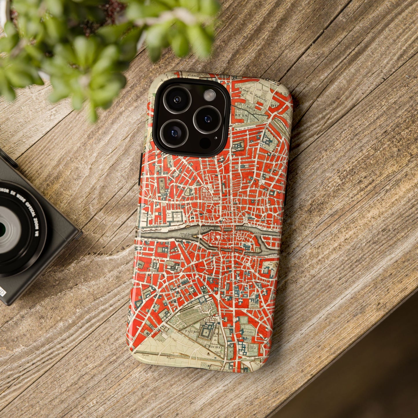 Retro Red Paris Map iPhone Case