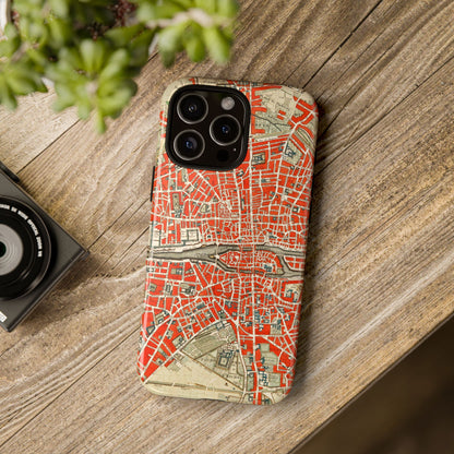 Retro Red Paris Map iPhone Case