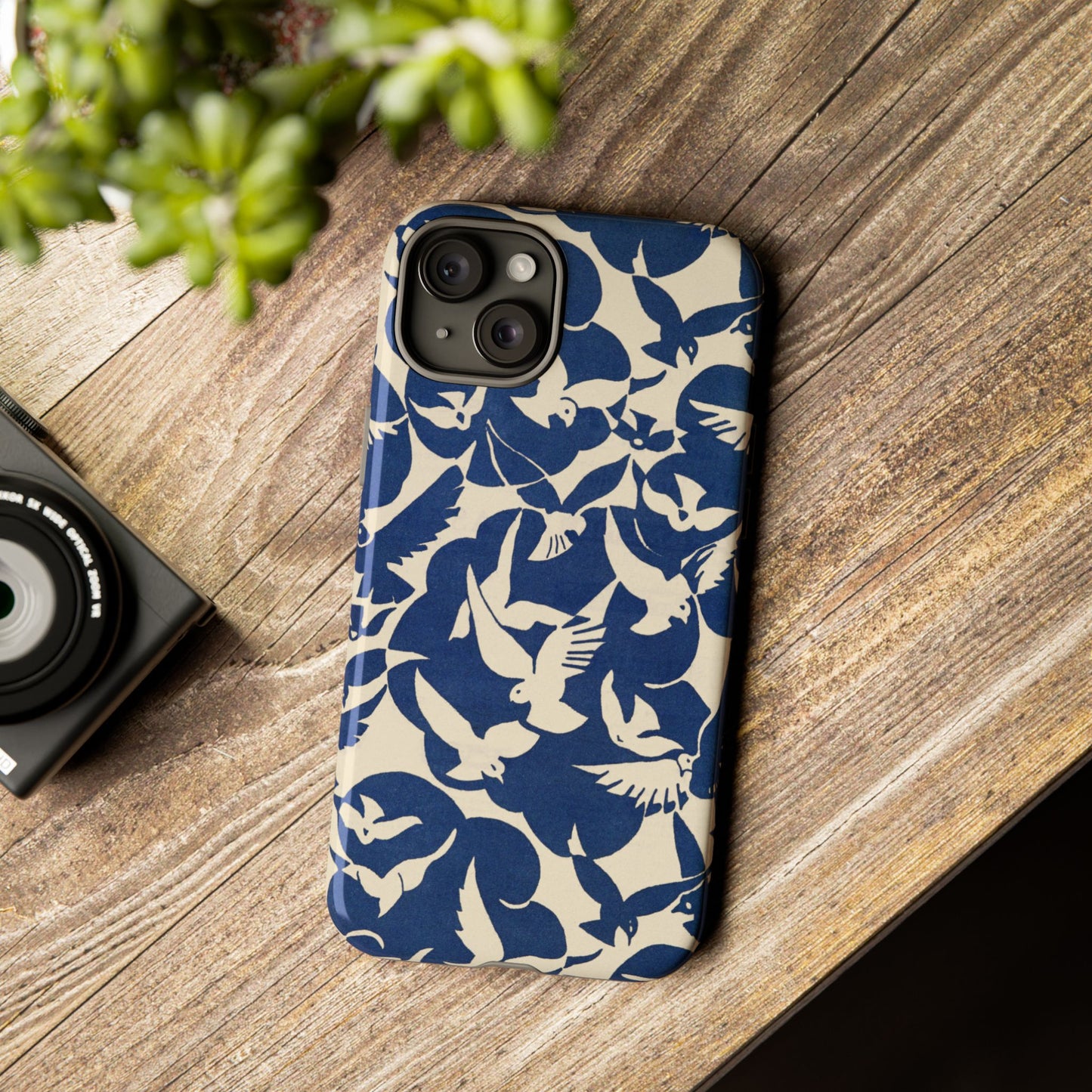 Blue Sky Birds Flying Retro iPhone Case