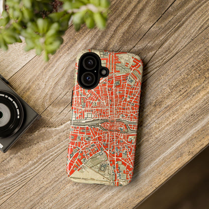 Retro Red Paris Map iPhone Case