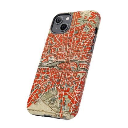 Retro Red Paris Map iPhone Case