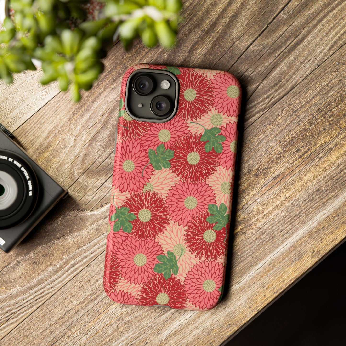 Pink Chrysanthemums Vintage iPhone Case
