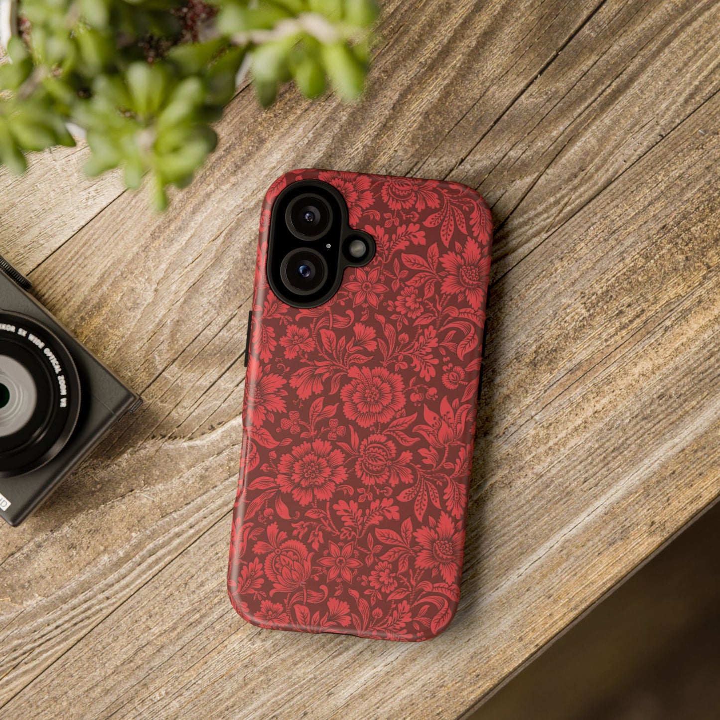 Vintage Crimson Floral Botanical iPhone Case