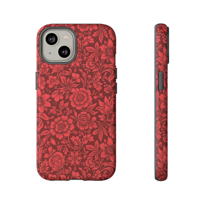 Vintage Crimson Floral Botanical iPhone Case