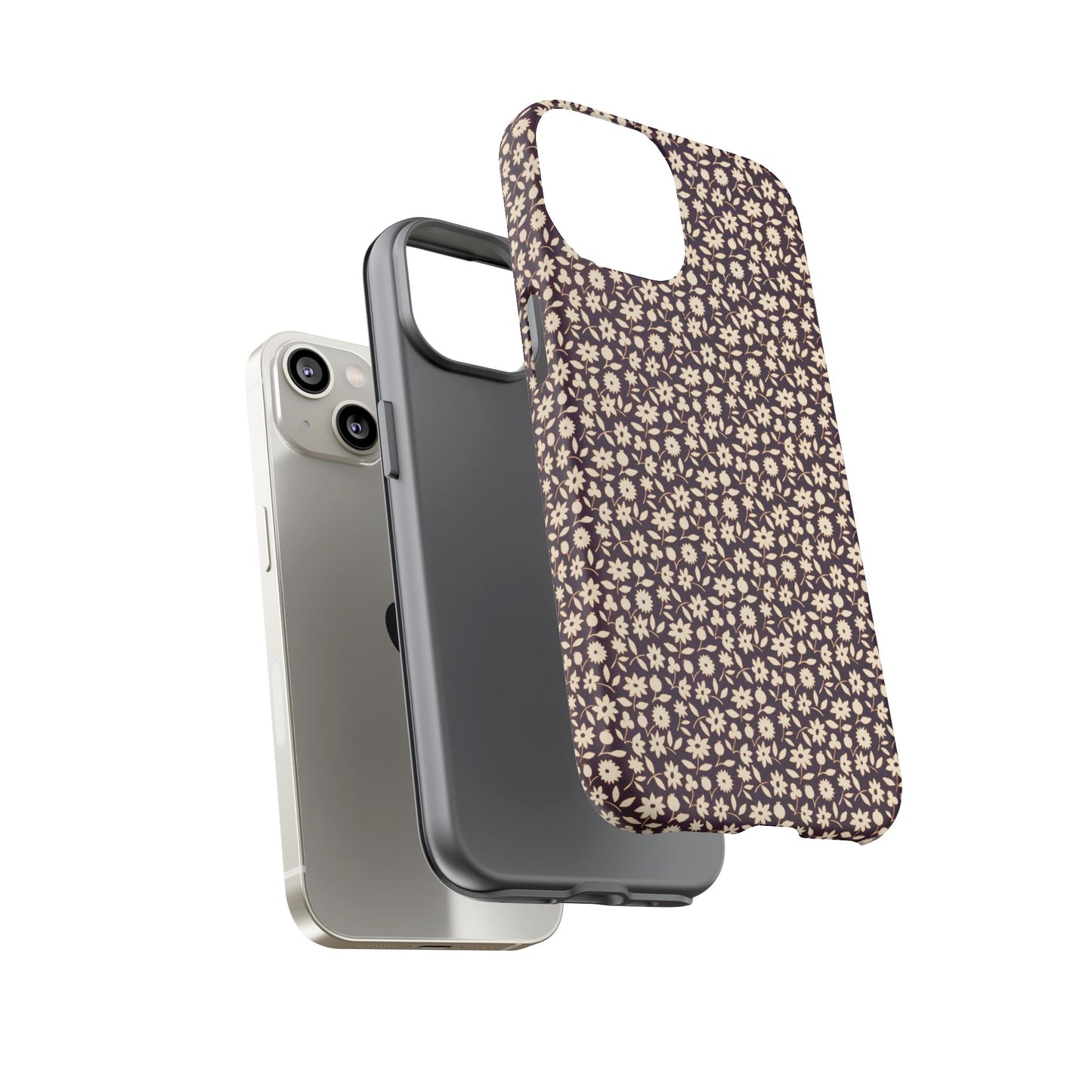 Coffee and Cream Vintage Floral Pattern iPhone Case
