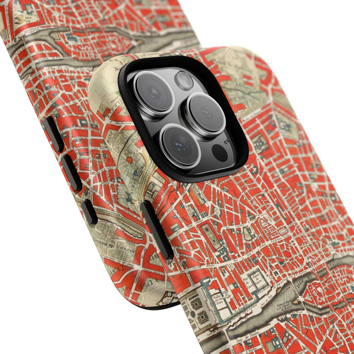 Retro Red Paris Map iPhone Case
