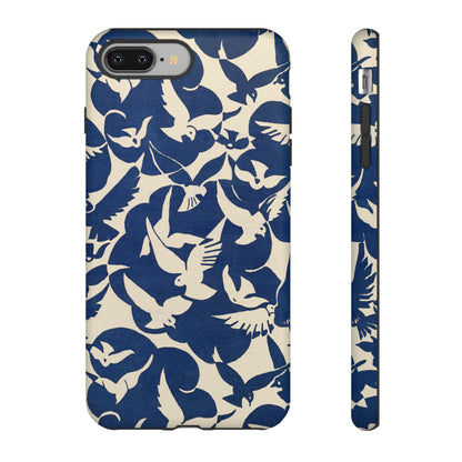 Blue Sky Birds Flying Retro iPhone Case