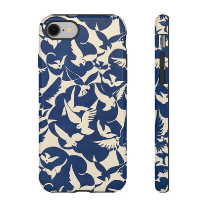 Blue Sky Birds Flying Retro iPhone Case