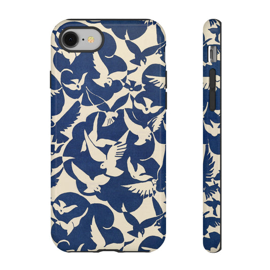 Blue Sky Birds Flying Retro iPhone Case