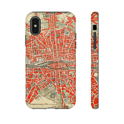 Retro Red Paris Map iPhone Case