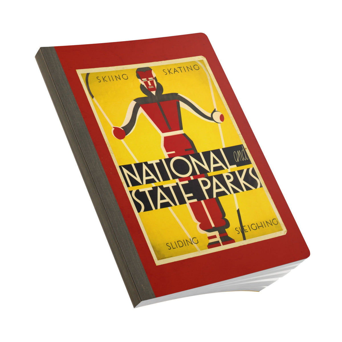 Retro Red Skiing Notebook | Vintage Winter Sports Softcover Travel Journal