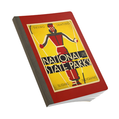 Retro Red Skiing Notebook | Vintage Winter Sports Softcover Travel Journal