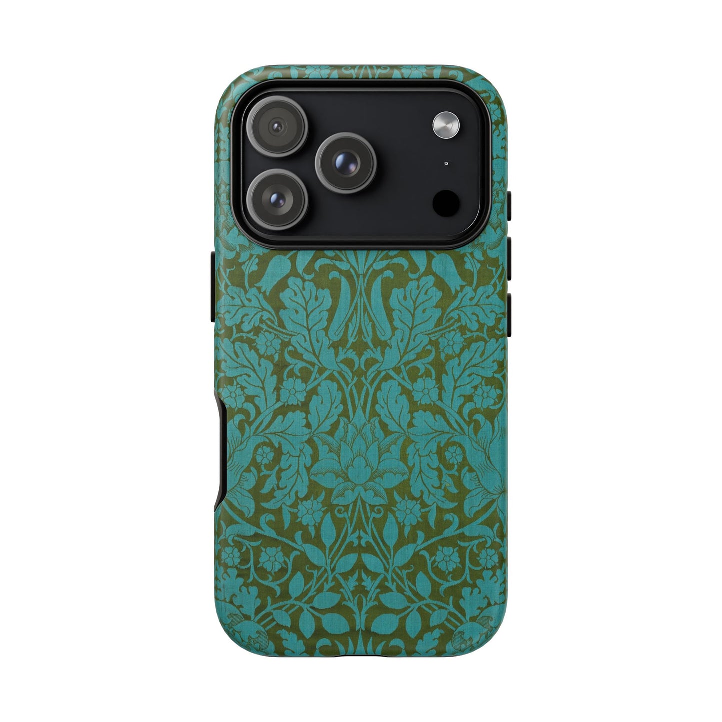 Aqua & Olive Oak Pattern by William Morris iPhone Case