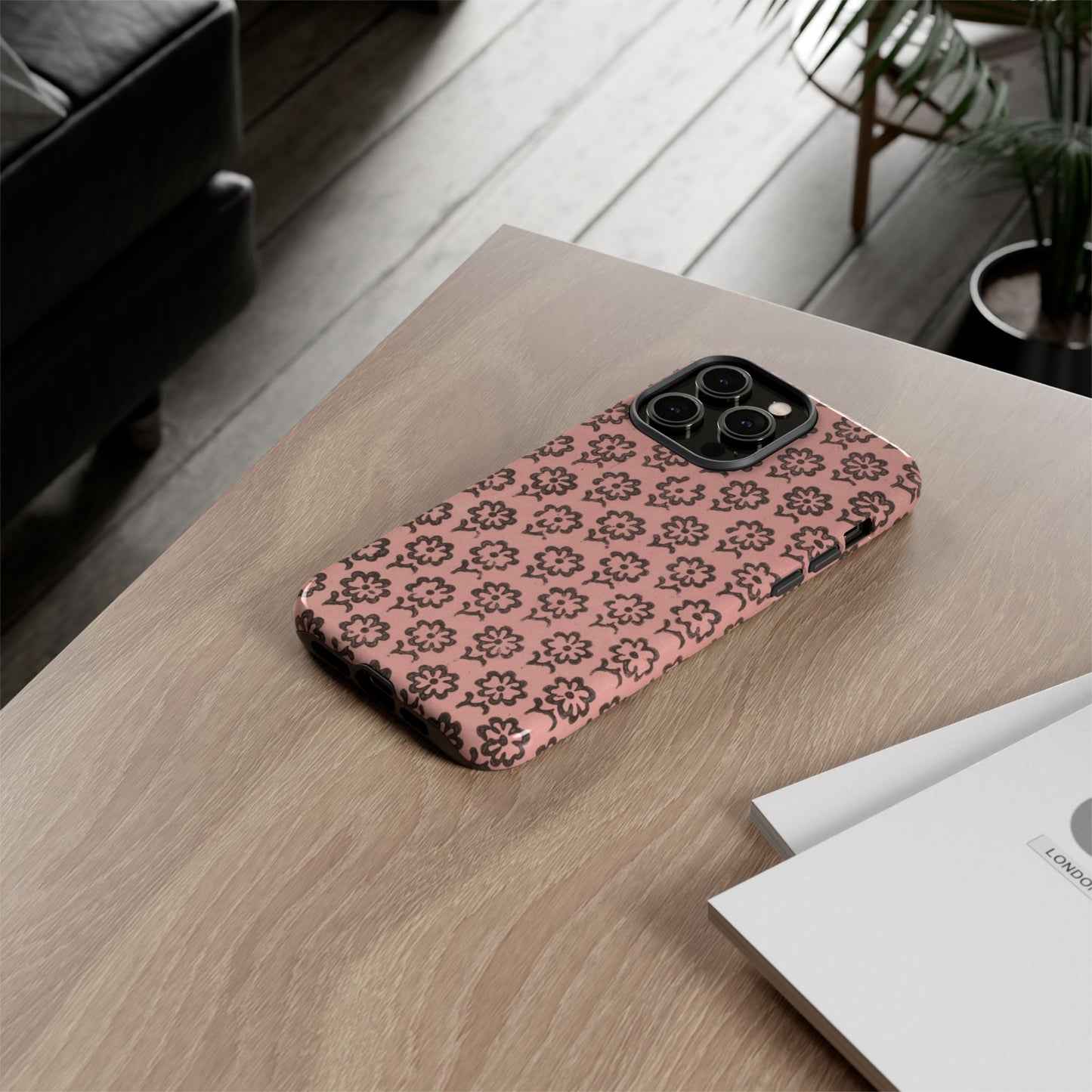 Dutch Pink & Brown Scattered Pattern Floral iPhone Case