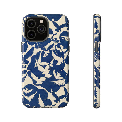 Blue Sky Birds Flying Retro iPhone Case