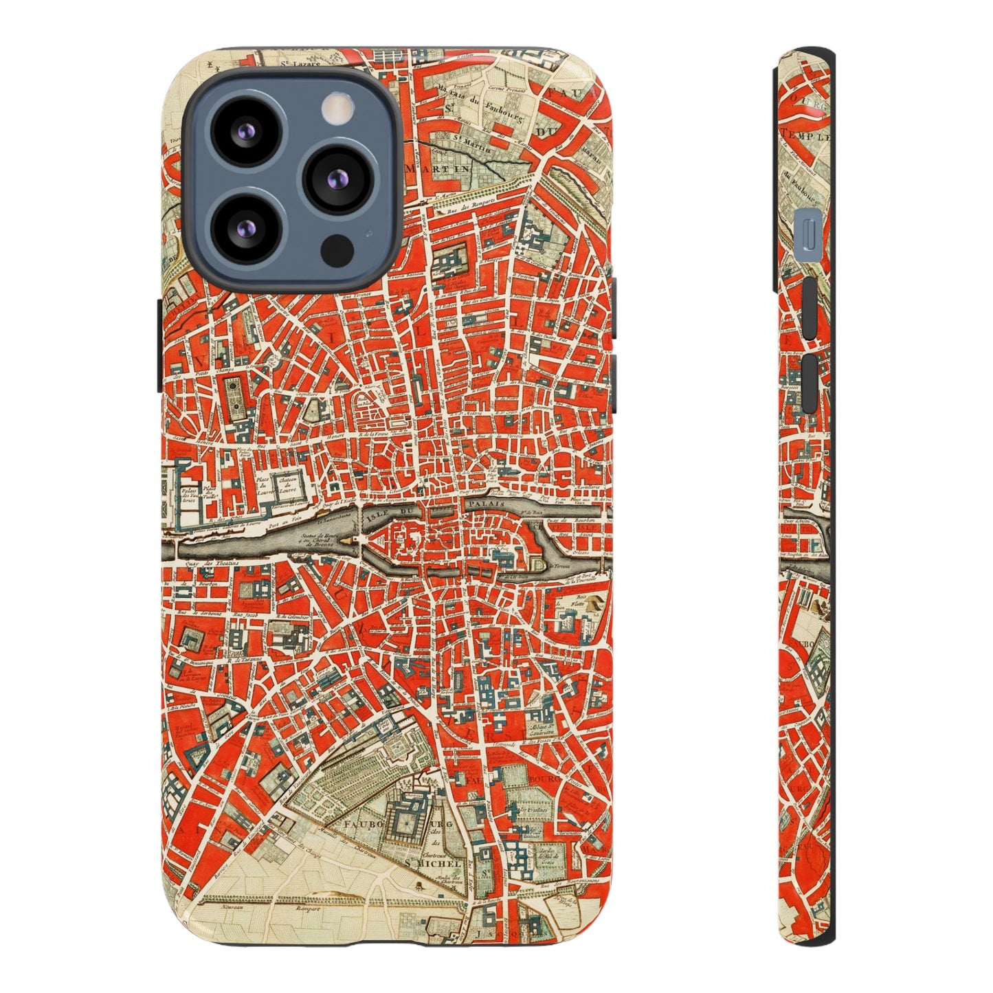 Retro Red Paris Map iPhone Case
