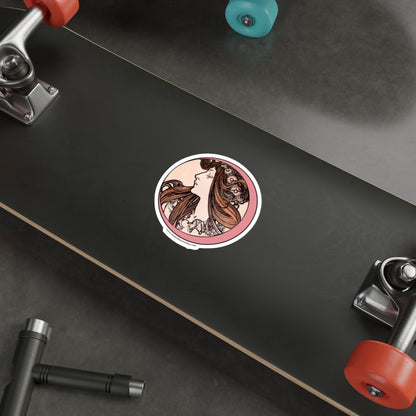 Pink Moon Art Nouveau Sticker :: All-Weather, Water-Resistant Vinyl (5 sizes)