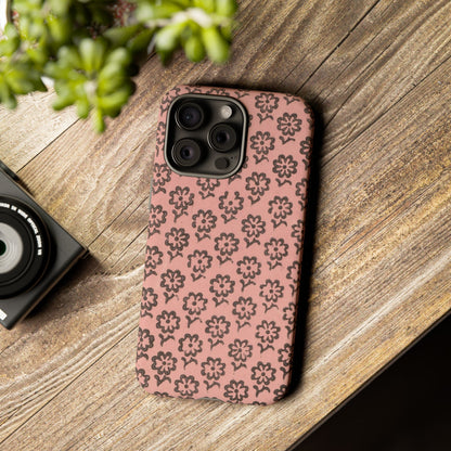 Dutch Pink & Brown Scattered Pattern Floral iPhone Case