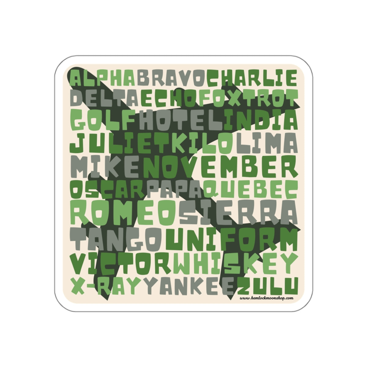 Green Retro Aviation Alphabet Sticker :: All-Weather, Water-Resistant Vinyl (5 sizes)