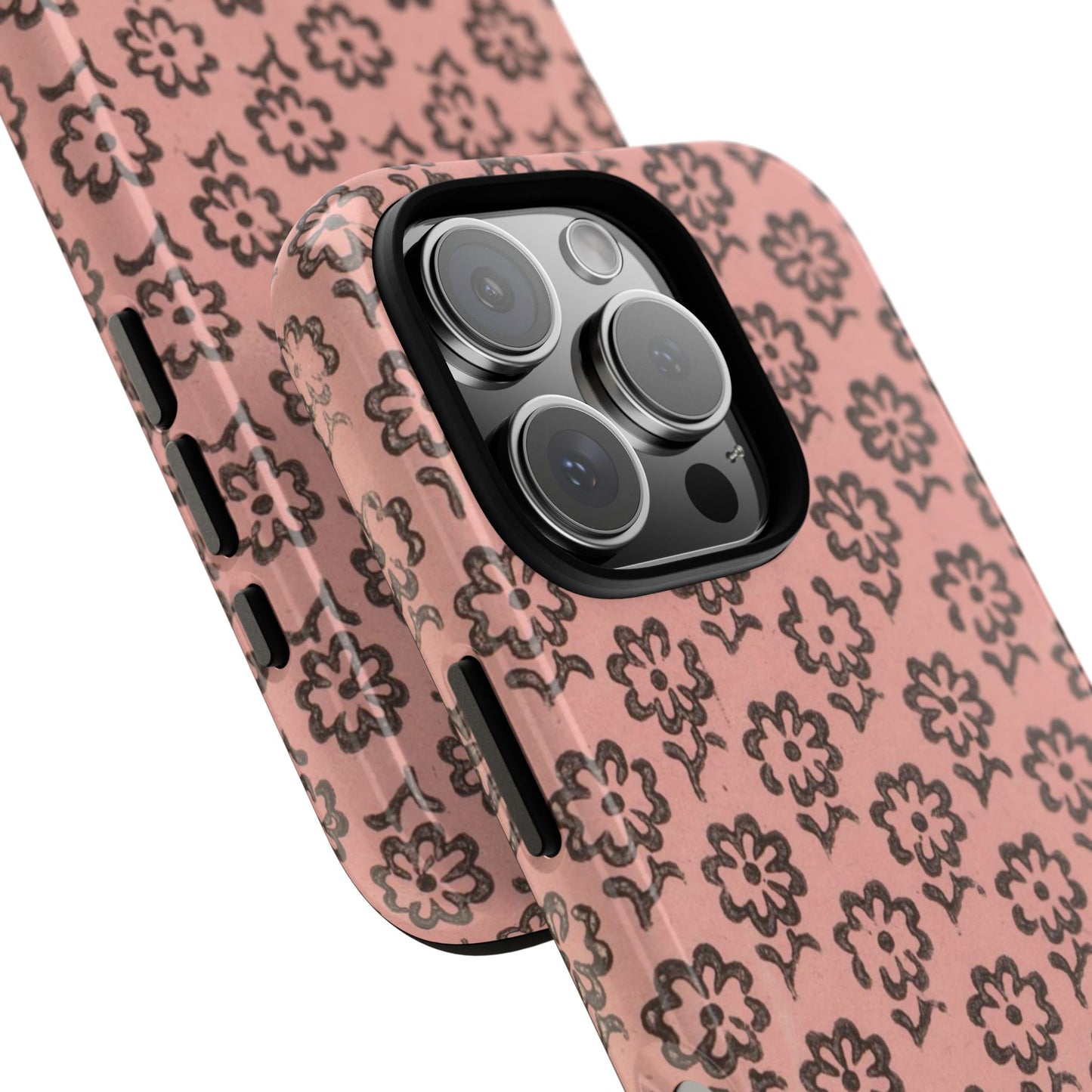 Dutch Pink & Brown Scattered Pattern Floral iPhone Case