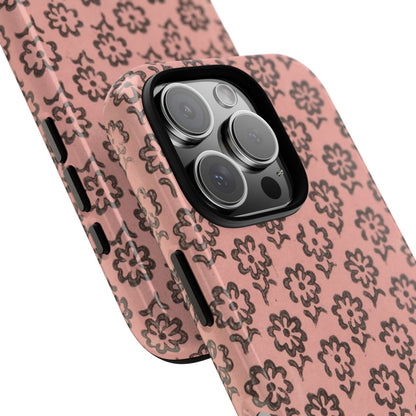 Dutch Pink & Brown Scattered Pattern Floral iPhone Case