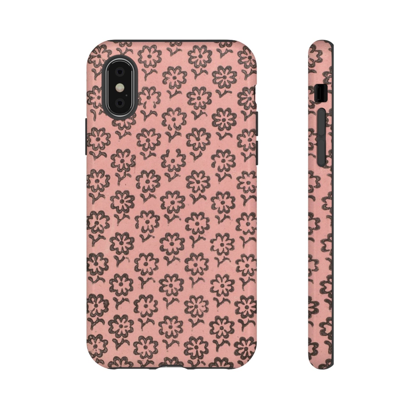 Dutch Pink & Brown Scattered Pattern Floral iPhone Case
