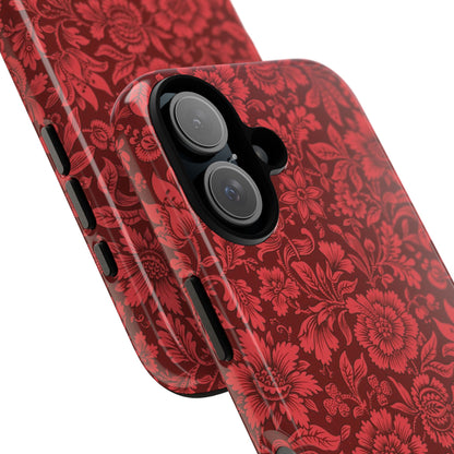 Vintage Crimson Floral Botanical iPhone Case