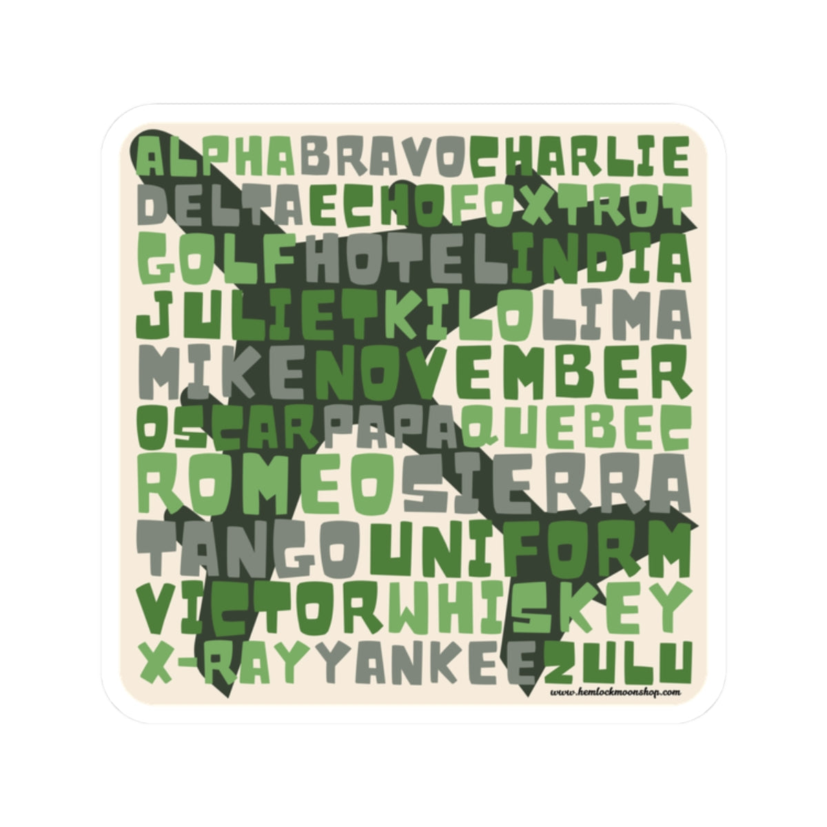 Retro Green Aviation Alphabet Stickers (4 sizes)