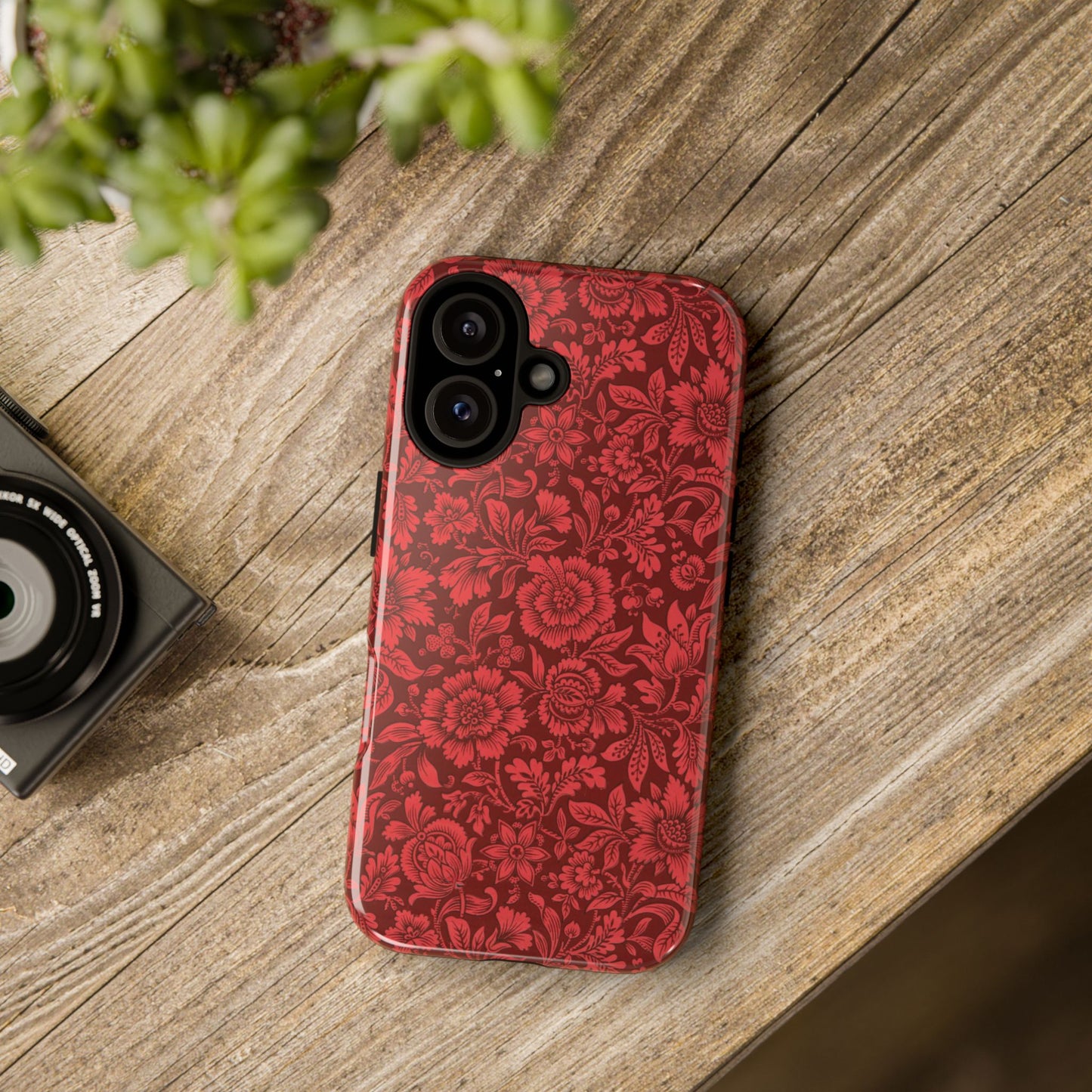 Vintage Crimson Floral Botanical iPhone Case