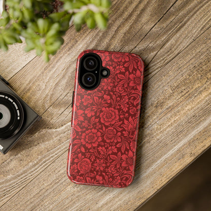 Vintage Crimson Floral Botanical iPhone Case