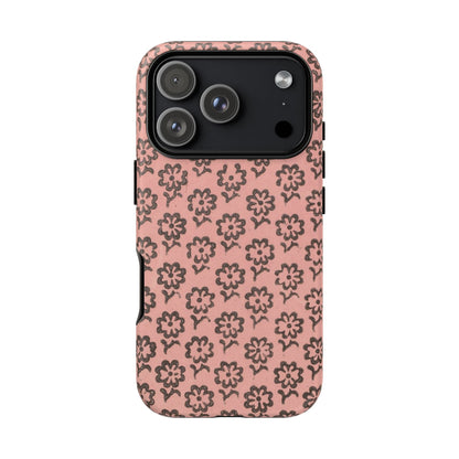 Dutch Pink & Brown Scattered Pattern Floral iPhone Case