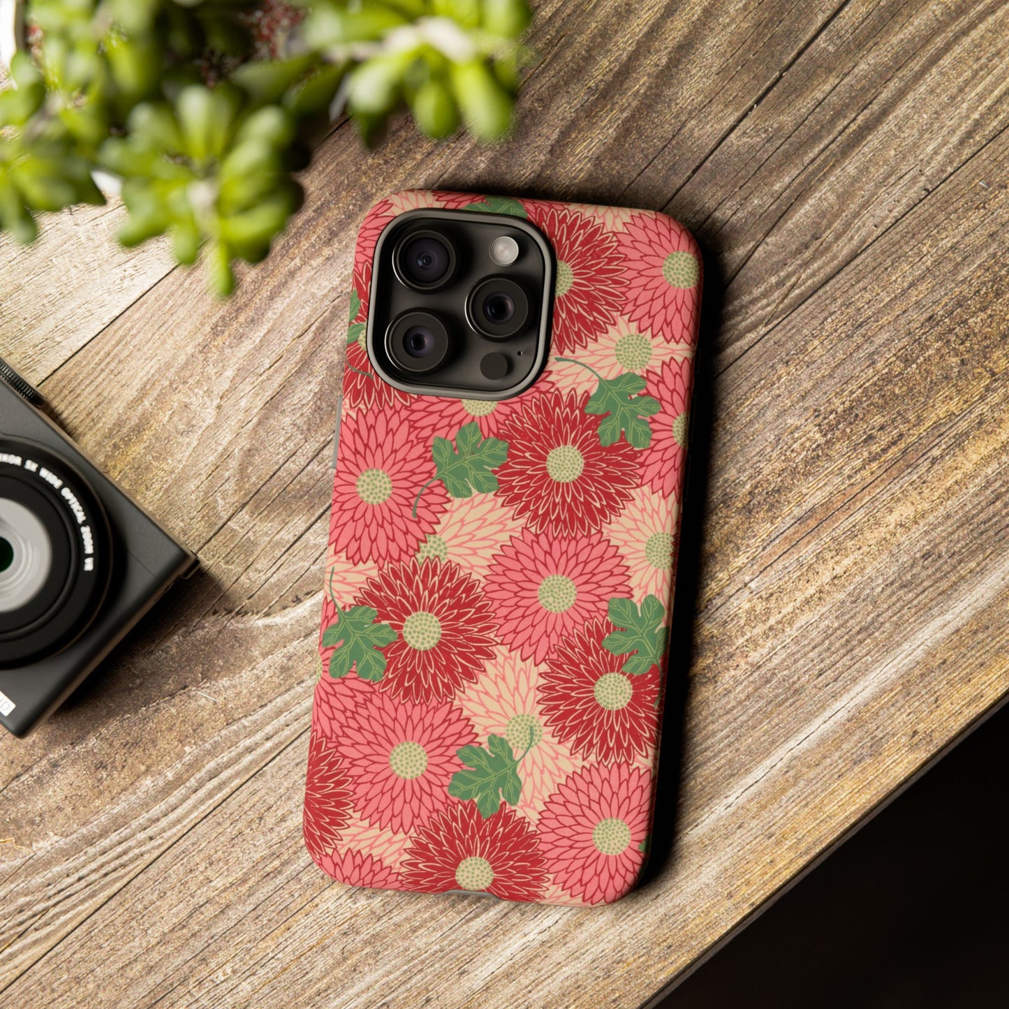 Pink Chrysanthemums Vintage iPhone Case
