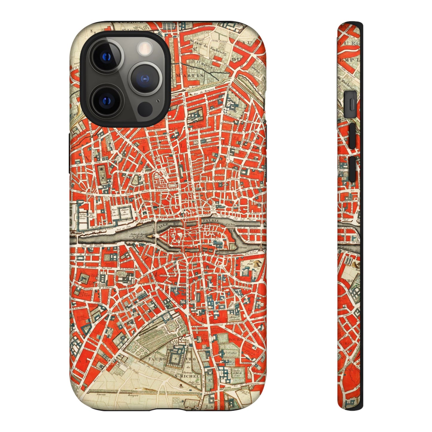 Retro Red Paris Map iPhone Case