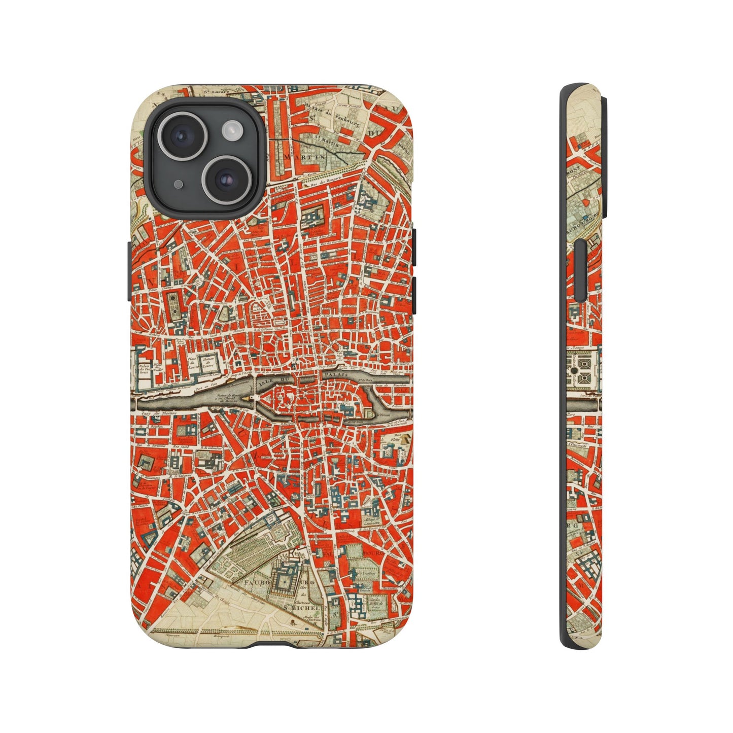 Retro Red Paris Map iPhone Case
