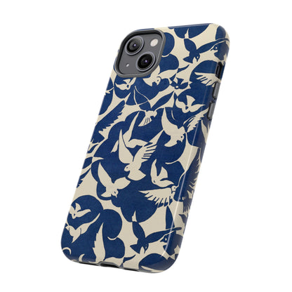 Blue Sky Birds Flying Retro iPhone Case